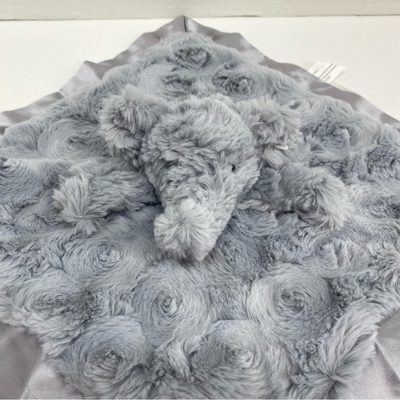 Cloud Island Gray Elephant Lovey Security Blanket Satin Trim and Back Baby Plush - Picture 5 of 15